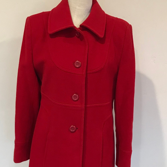 red wool coat petite
